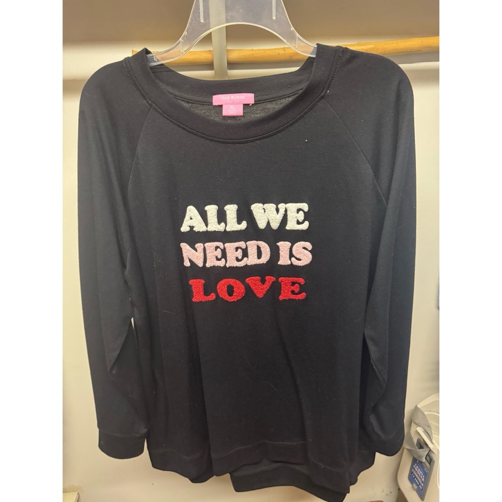 Issac Mizrahi 'All We Need Is Love' Black Sweater - XL - Worn Once